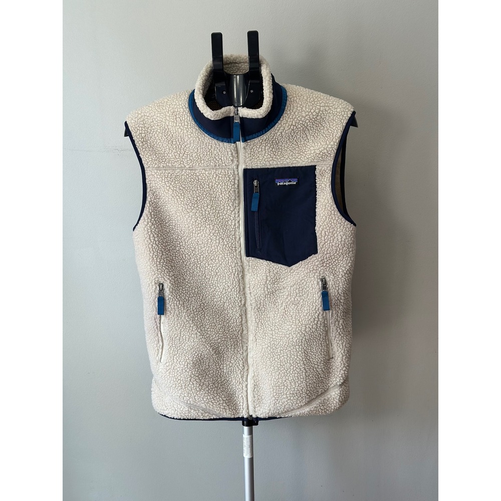 Patagonia Classic Retro-X Vest Mens M Natural Navy Fleece 23048 Gorpcore